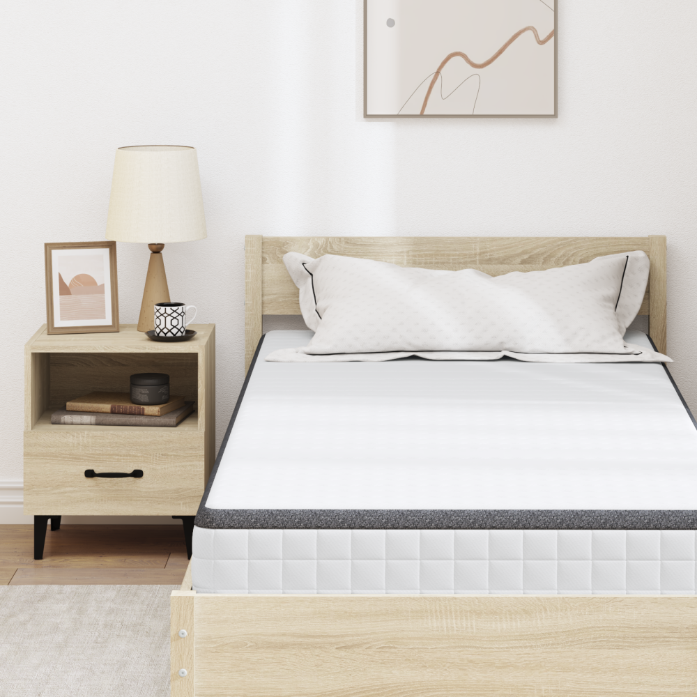 Produktbild för Madrass Vitt och Grått 90 x 200 cm Bonellfjäder