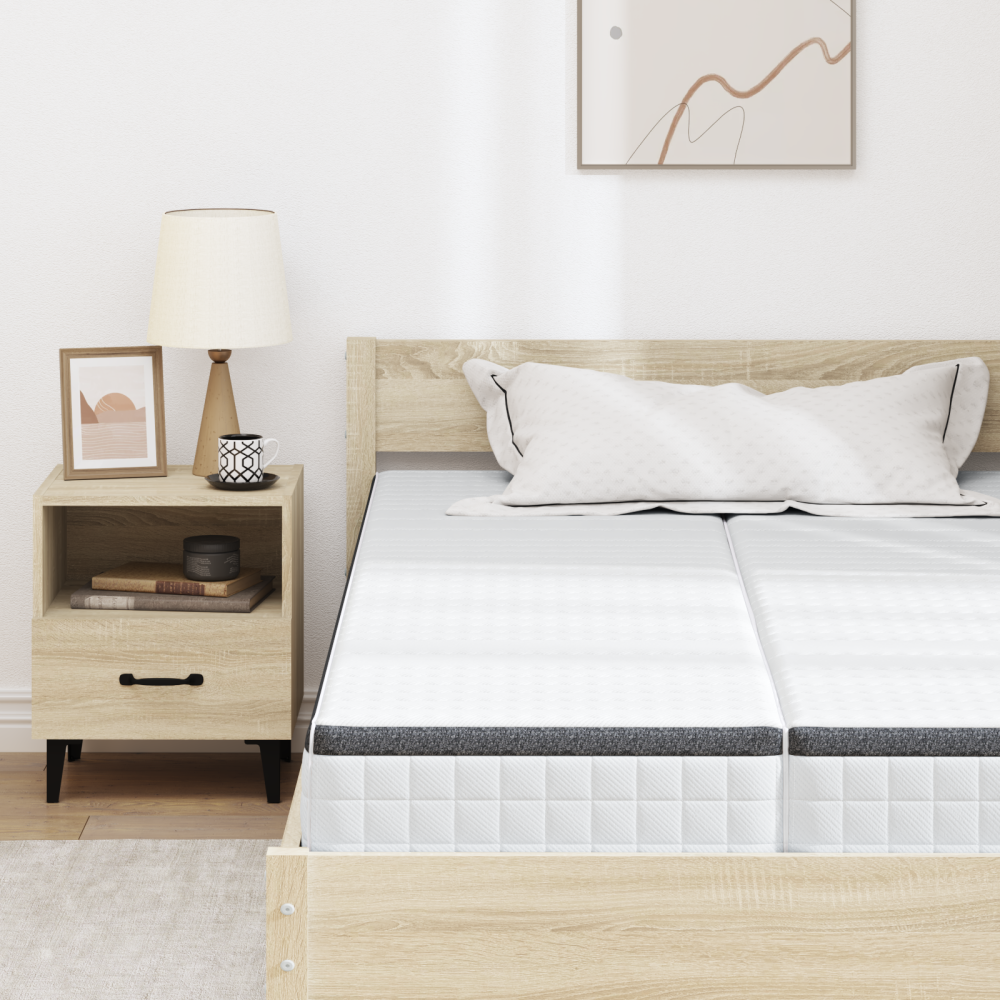 Produktbild för Madrass 2 pcs Vitt och Grått 60 x 200 cm Bonellfjäder