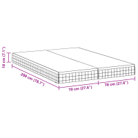 Produktbild för Madrass 2 pcs Vitt och Grått 70 x 200 cm Bonellfjäder