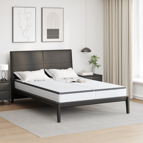 vidaXL Madrass 2 pcs Vitt och Grått 80 x 200 cm Bonellfjäder