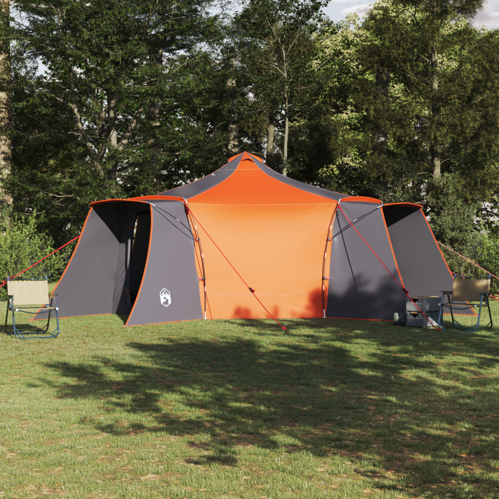 Produktbild för Tipi Tält med tak Grå och orange 492 x 492 x 275 cm taffeta