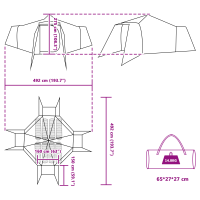 Produktbild för Tipi Tält med tak Grå och orange 492 x 492 x 275 cm taffeta