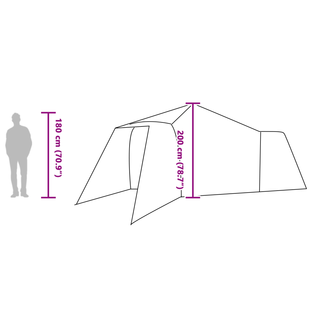 Produktbild för Tipi Tält med tak Grå och orange 492 x 492 x 275 cm taffeta