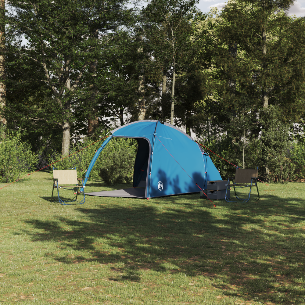 Produktbild för Stuga Tält med tak med lagring Blå 370 x 230 x 185 cm taffeta