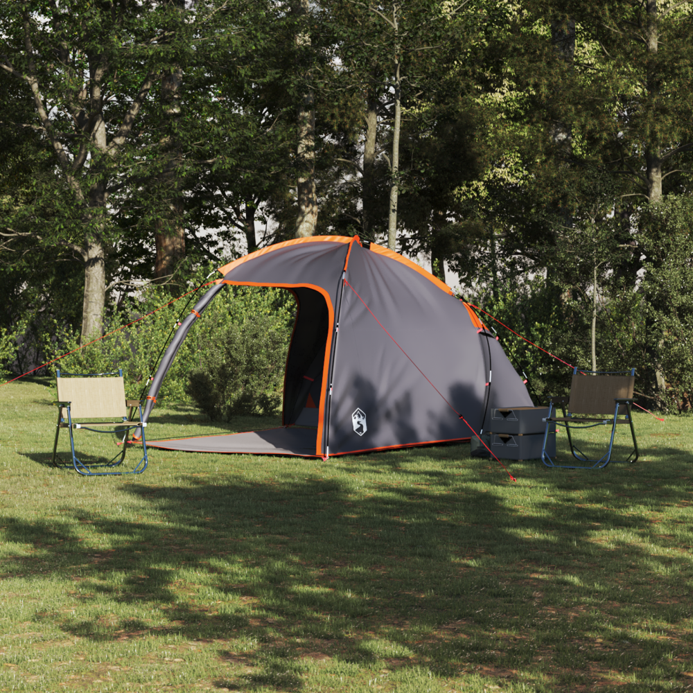 Produktbild för Stuga Tält med tak Grå och orange 370 x 230 x 185 cm taffeta