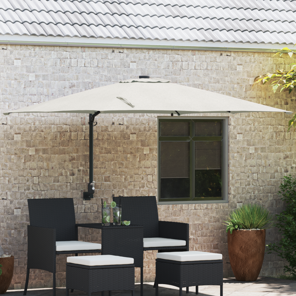 Produktbild för Trädgårdsparasol Sand 248,5 x 247,5 x 160 cm Polyester och Stål