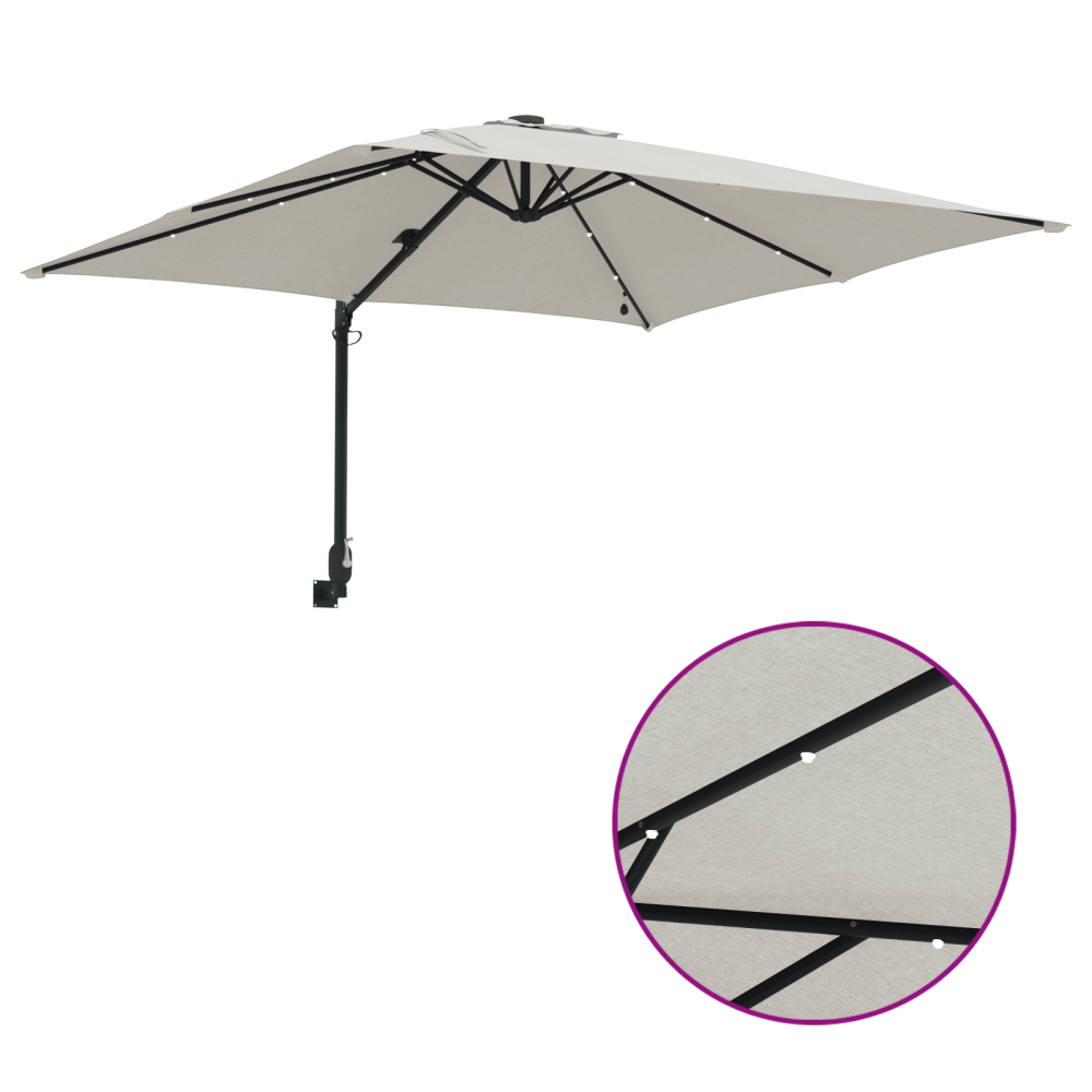 Produktbild för Trädgårdsparasol Sand 248,5 x 247,5 x 160 cm Polyester och Stål