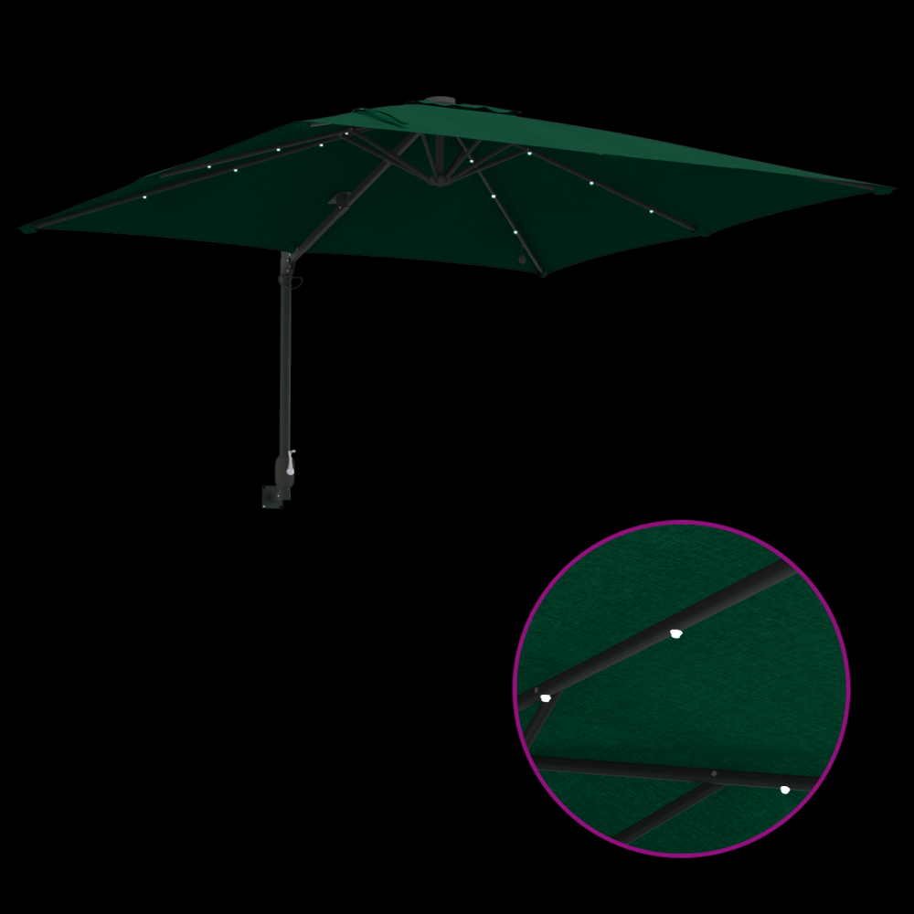 Produktbild för Trädgårdsparasol Grön 248,5 x 247,5 x 160 cm Polyester och Stål