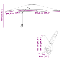 Produktbild för Trädgårdsparasol Bordeaux Röd 248,5 x 247,5 x 160 cm