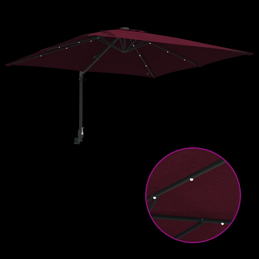 Produktbild för Trädgårdsparasol Bordeaux Röd 248,5 x 247,5 x 160 cm