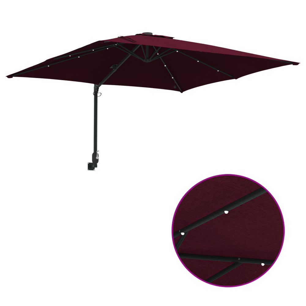 Produktbild för Trädgårdsparasol Bordeaux Röd 248,5 x 247,5 x 160 cm