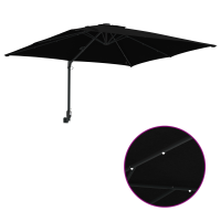Produktbild för Trädgårdsparasol med LED -remsljus Svart 248,5 x 247,5 x 160 cm