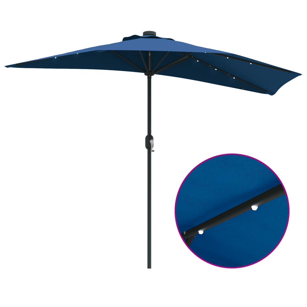Produktbild för Trädgårdsparasol 294 x 150 x 224 cm Polyester och Stål Azurblå