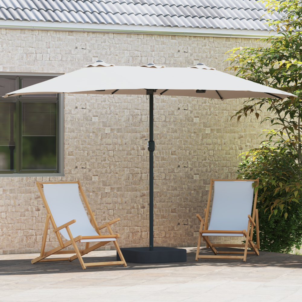 Produktbild för Trädgårdsparasol Sand 385 x 209 x 244 cm Polyester och Stål