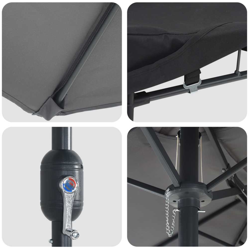 Produktbild för Trädgårdsparasol Antracit 385 x 209 x 244 cm Polyester och Stål
