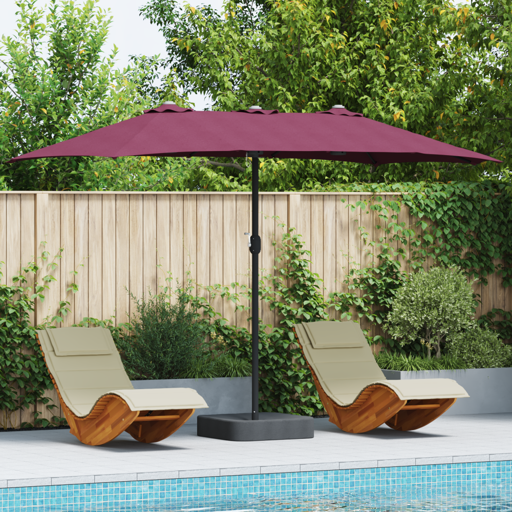 Produktbild för Trädgårdsparasol Bordeaux Röd 385 x 209 x 244 cm