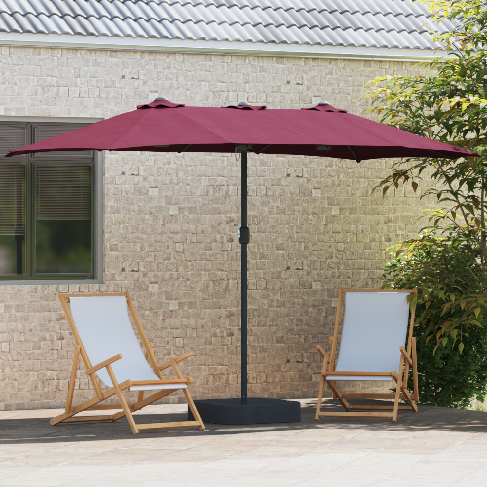Produktbild för Trädgårdsparasol Bordeaux Röd 385 x 209 x 244 cm