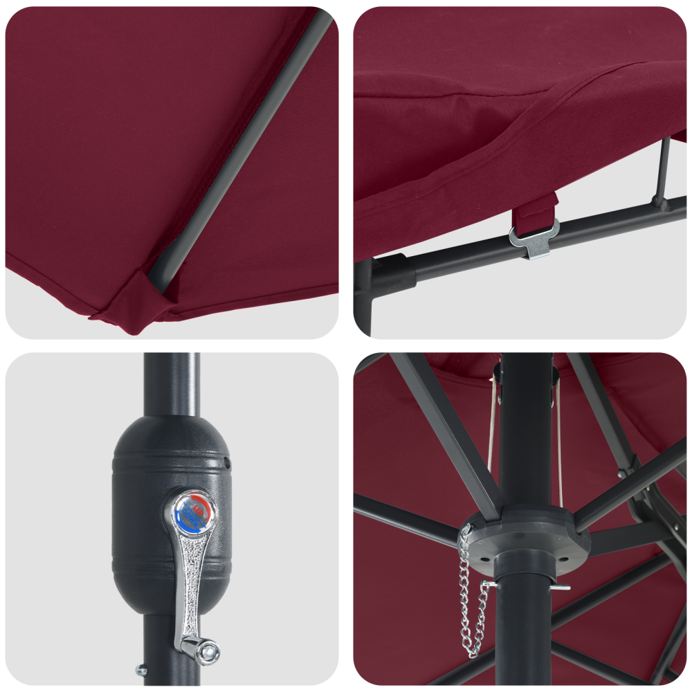 Produktbild för Trädgårdsparasol Bordeaux Röd 385 x 209 x 244 cm
