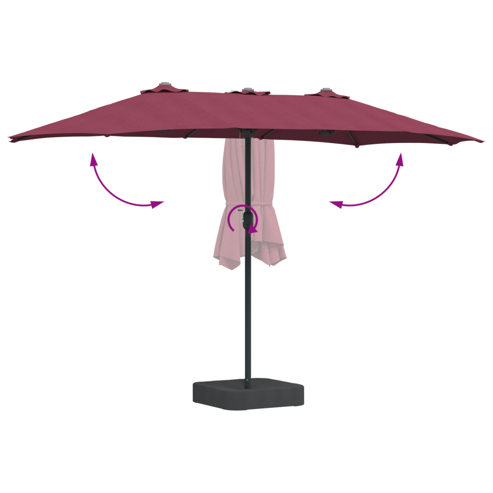 Produktbild för Trädgårdsparasol Bordeaux Röd 385 x 209 x 244 cm