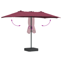 Produktbild för Trädgårdsparasol Bordeaux Röd 385 x 209 x 244 cm