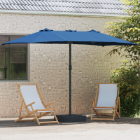 Produktbild för Trädgårdsparasol 385 x 209 x 244 cm Polyester och Stål Azurblå