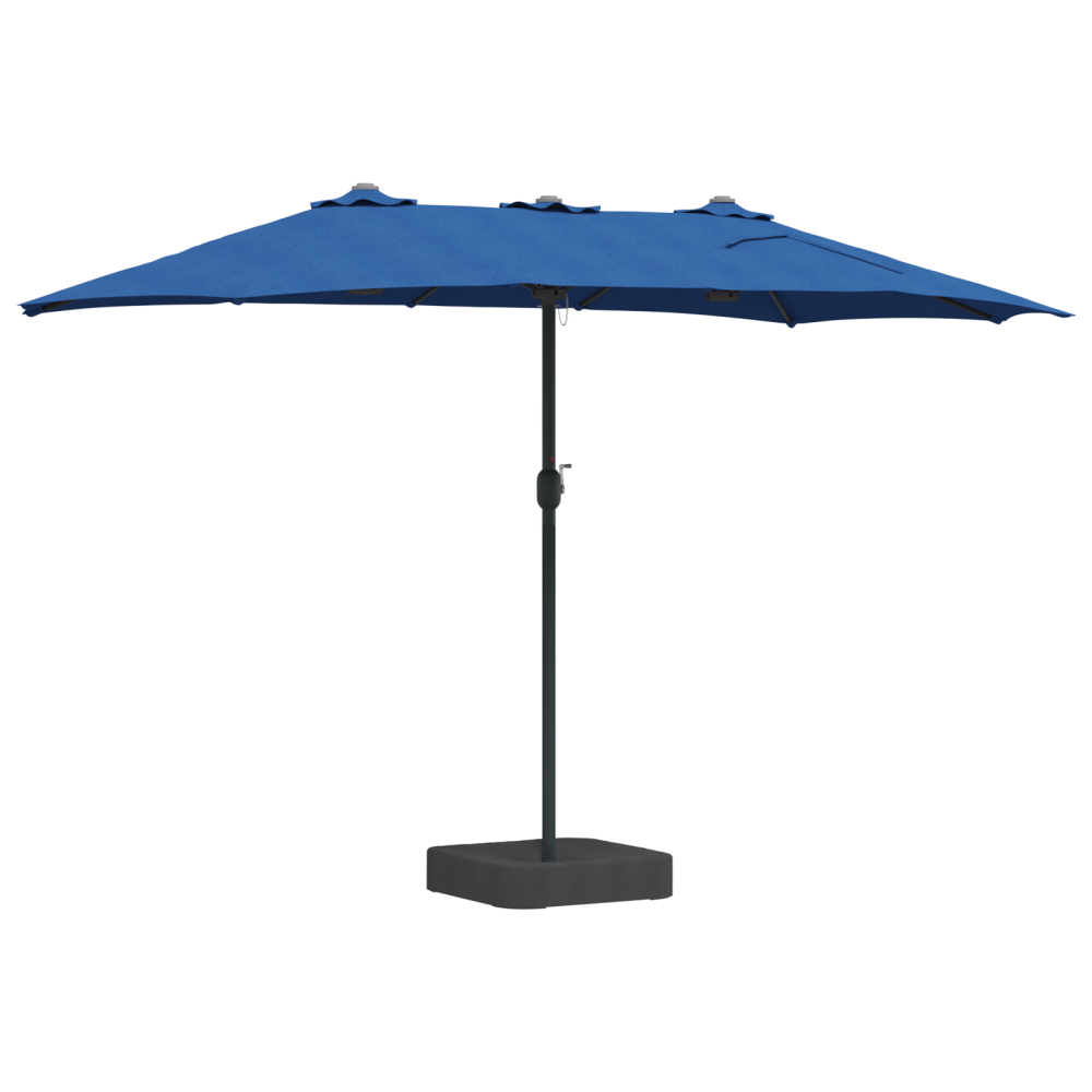 Produktbild för Trädgårdsparasol 385 x 209 x 244 cm Polyester och Stål Azurblå