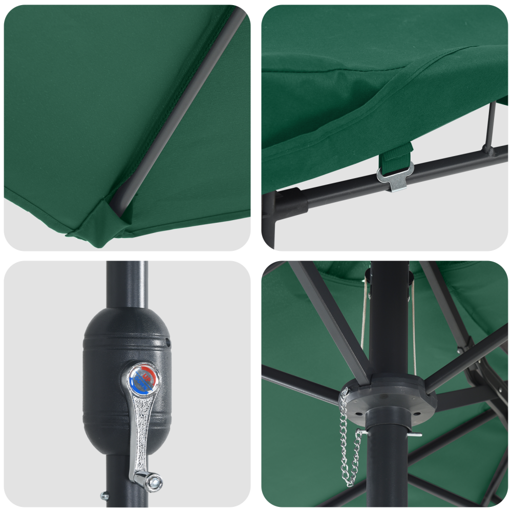 Produktbild för Trädgårdsparasol Grön 385 x 209 x 244 cm Polyester