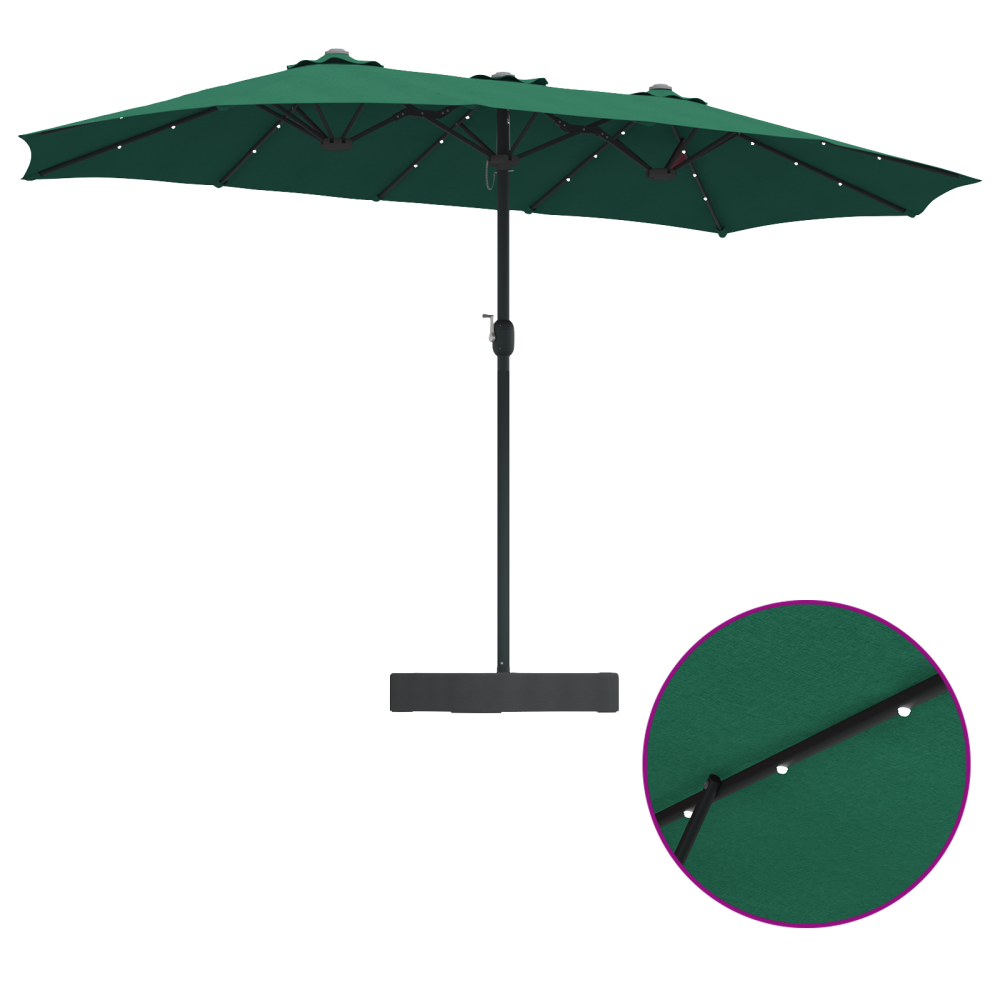 Produktbild för Trädgårdsparasol Grön 385 x 209 x 244 cm Polyester
