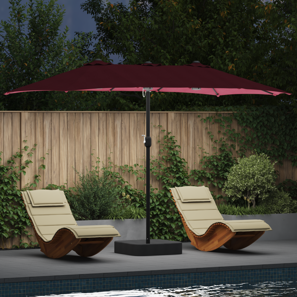 Produktbild för Trädgårdsparasol Bordeaux Röd 385 x 209 x 244 cm Polyester