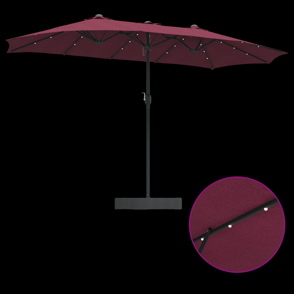 Produktbild för Trädgårdsparasol Bordeaux Röd 385 x 209 x 244 cm Polyester