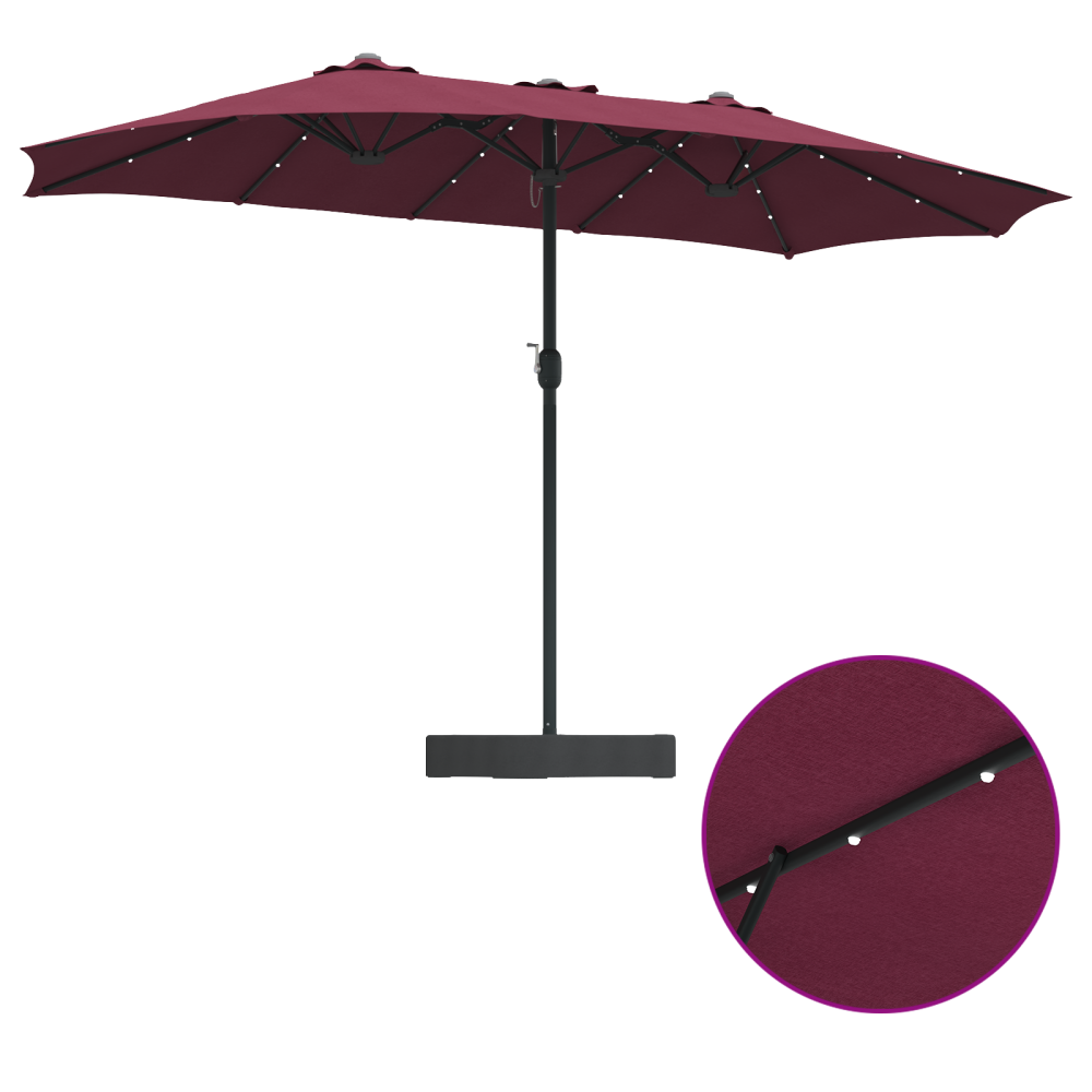 Produktbild för Trädgårdsparasol Bordeaux Röd 385 x 209 x 244 cm Polyester