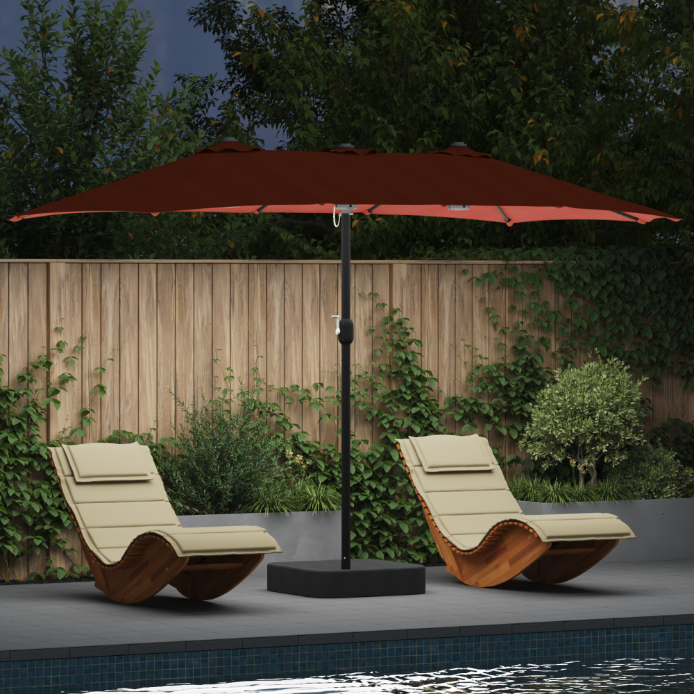Produktbild för Trädgårdsparasol Terracotta 385 x 209 x 244 cm Polyester