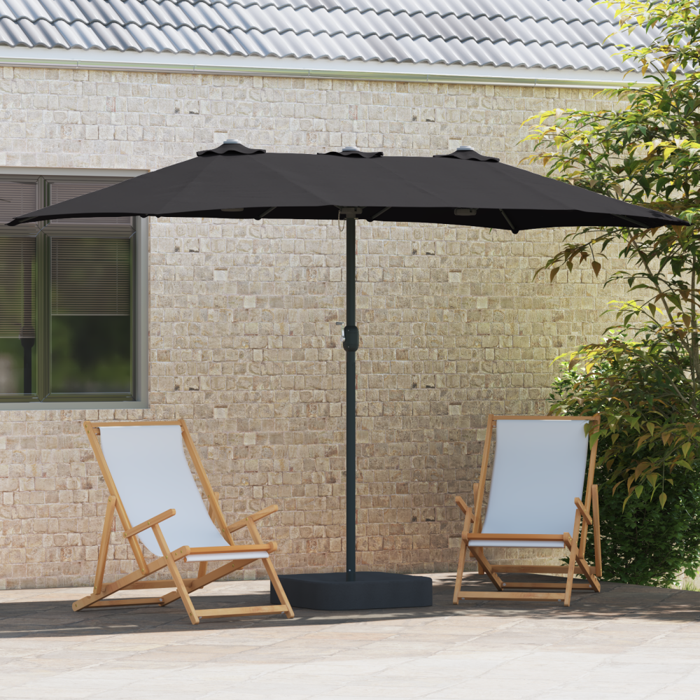 Produktbild för Trädgårdsparasol Svart 385 x 209 x 244 cm Polyester