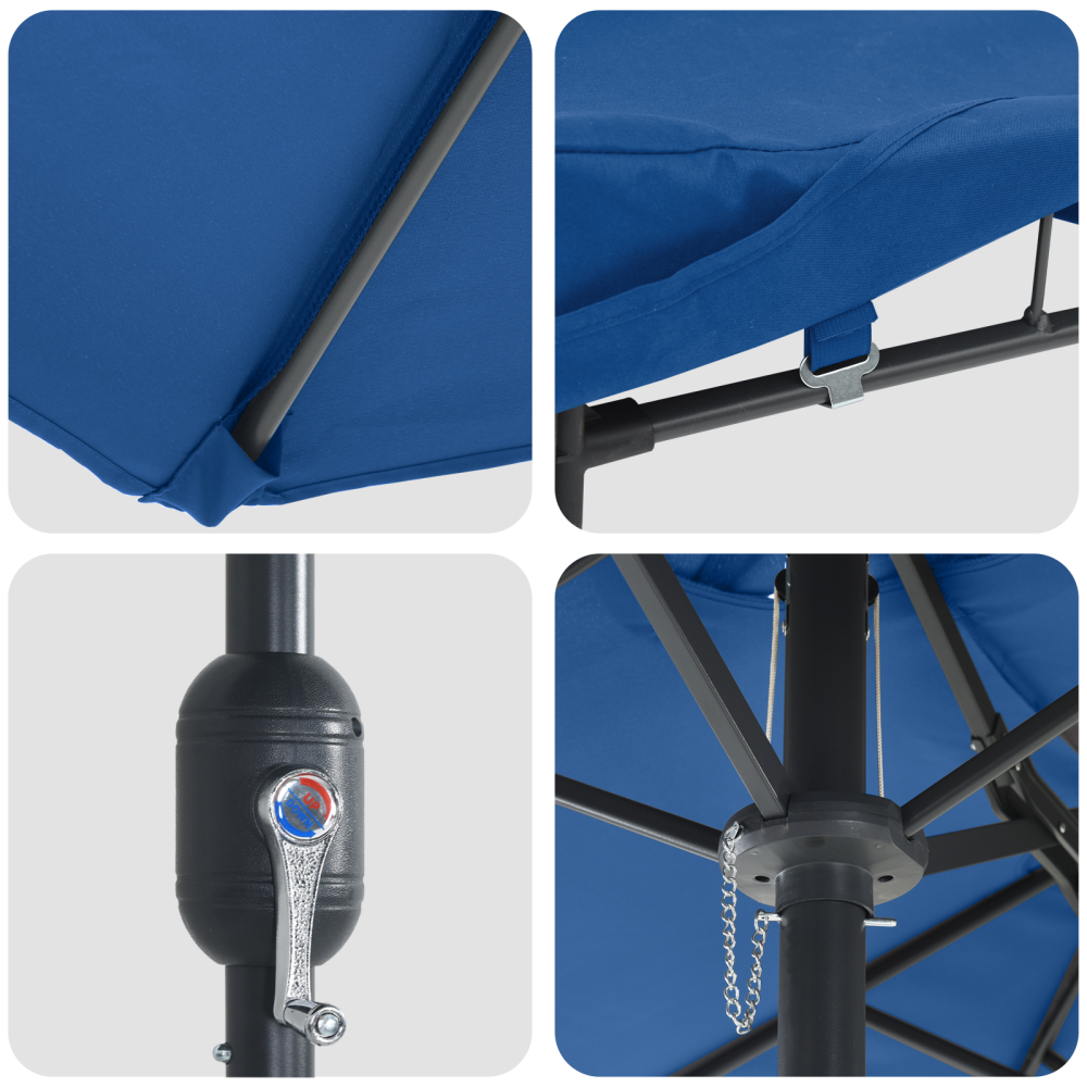 Produktbild för Trädgårdsparasol 385 x 209 x 244 cm Polyester Azurblå
