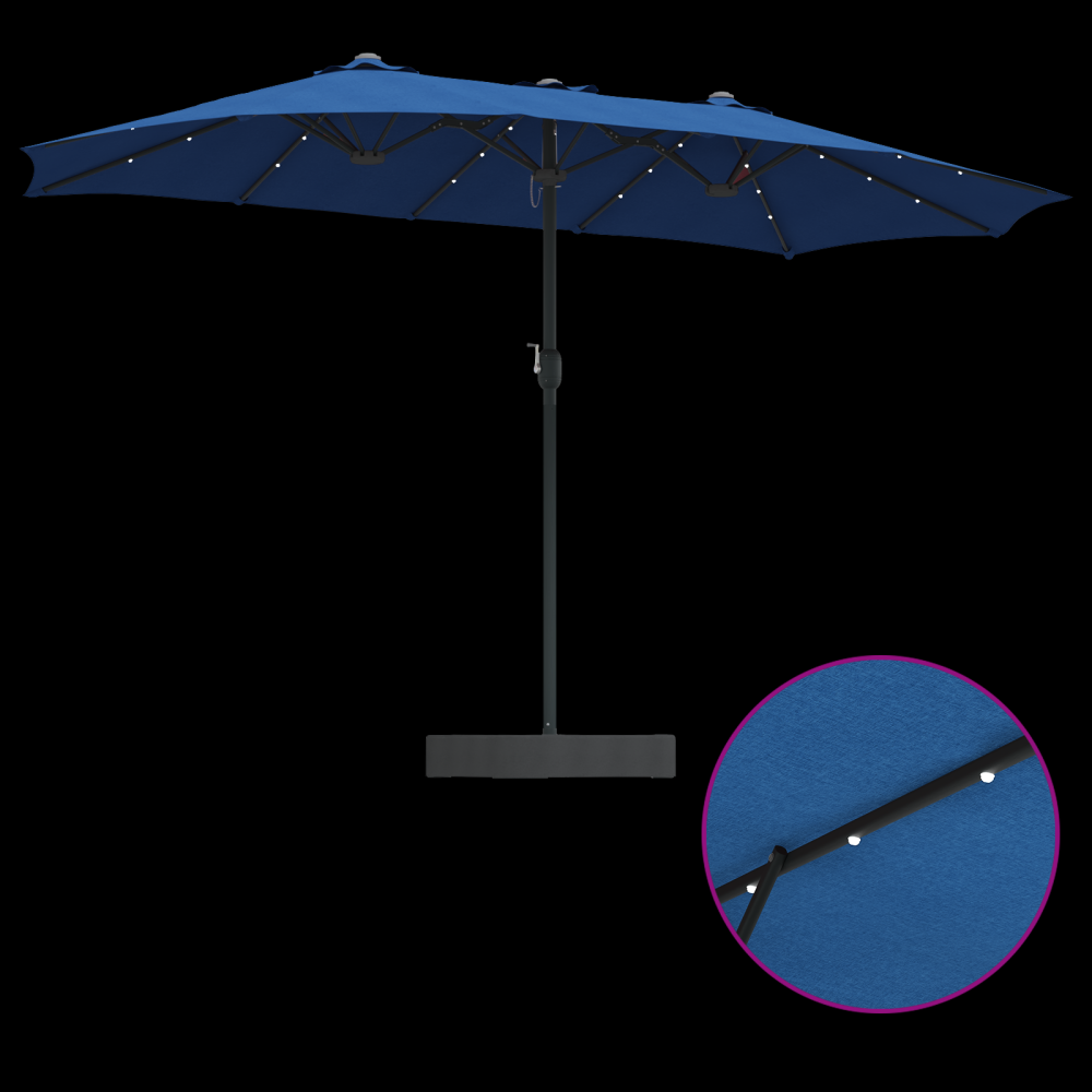 Produktbild för Trädgårdsparasol 385 x 209 x 244 cm Polyester Azurblå