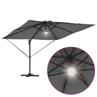 Produktbild för Roma Parasol med LED -remsljus Antracit 286 x 284 x 270 cm