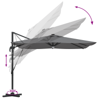 Produktbild för Roma Parasol med LED -remsljus Antracit 286 x 284 x 270 cm