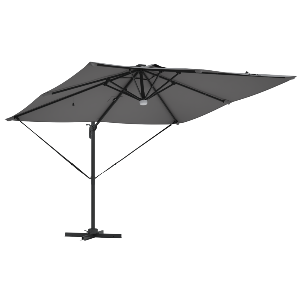 Produktbild för Roma Parasol med LED -remsljus Antracit 286 x 284 x 270 cm