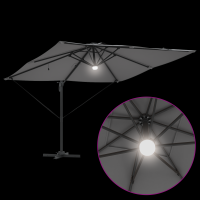 Produktbild för Roma Parasol med LED -remsljus Antracit 286 x 284 x 270 cm