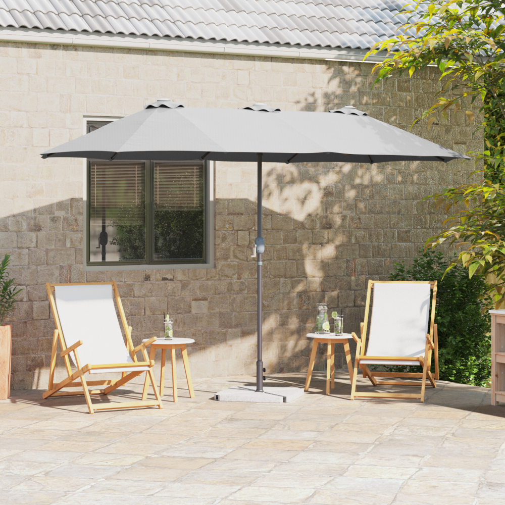 Produktbild för Trädgårdsparasol Sand 370 x 197 x 239 cm