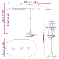 Produktbild för Trädgårdsparasol Sand 370 x 197 x 239 cm
