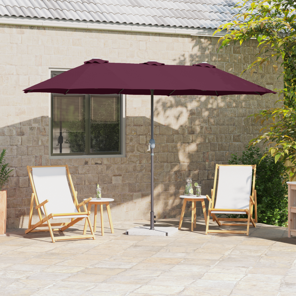 Produktbild för Trädgårdsparasol Bordeaux Röd 370 x 197 x 239 cm