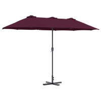 Produktbild för Trädgårdsparasol Bordeaux Röd 370 x 197 x 239 cm