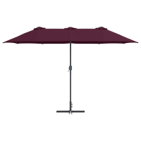 Produktbild för Trädgårdsparasol Bordeaux Röd 370 x 197 x 239 cm
