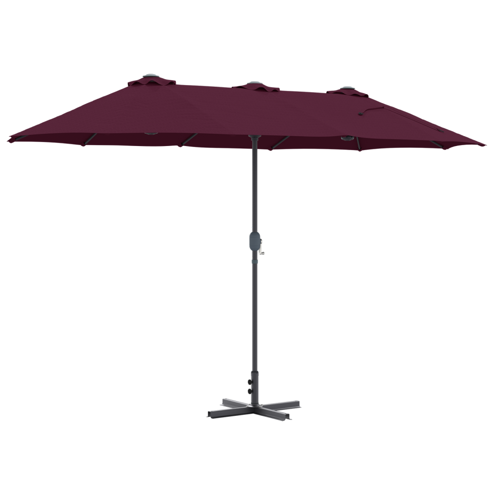 Produktbild för Trädgårdsparasol Bordeaux Röd 370 x 197 x 239 cm