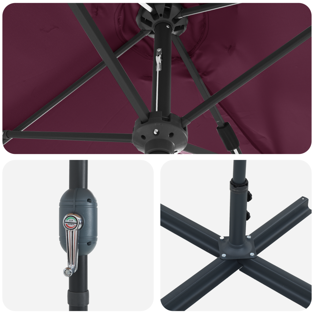 Produktbild för Trädgårdsparasol Bordeaux Röd 370 x 197 x 239 cm