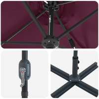 Produktbild för Trädgårdsparasol Bordeaux Röd 370 x 197 x 239 cm