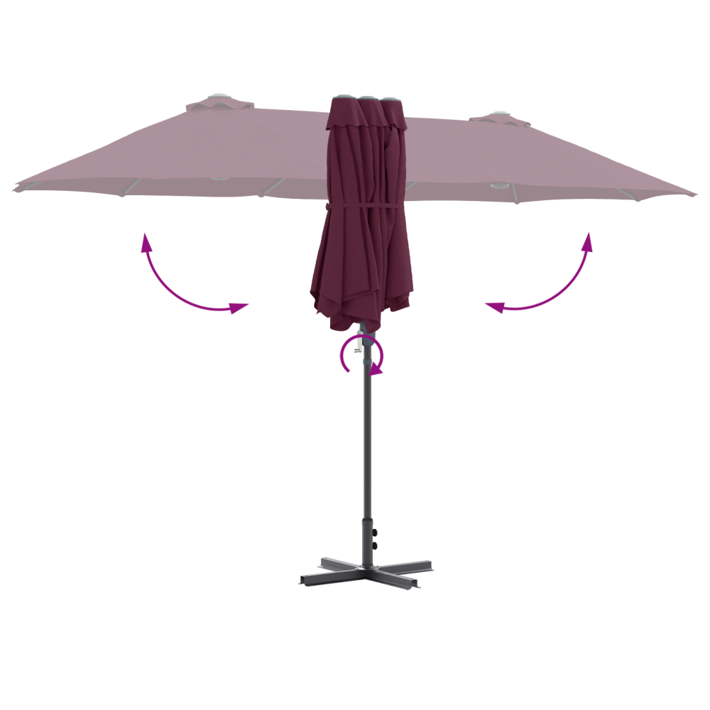 Produktbild för Trädgårdsparasol Bordeaux Röd 370 x 197 x 239 cm