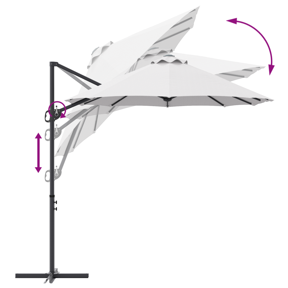 Produktbild för Parasoll Sand 372 x 198 x 243 cm Polyester och aluminium