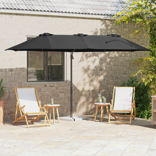 vidaXL Parasoll Svart 372 x 198 x 243 cm Polyester och aluminium